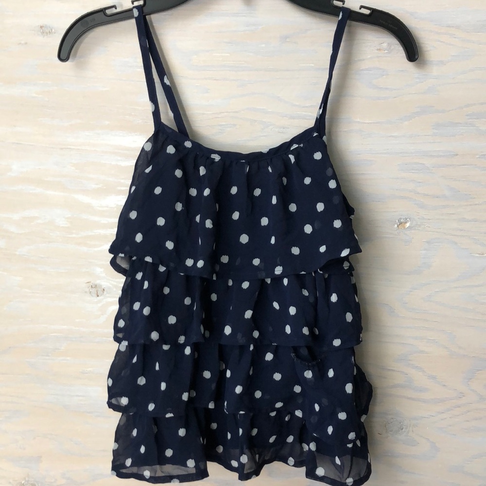 Cherokee Navy Blue Polka dot tank Sz M 7/8